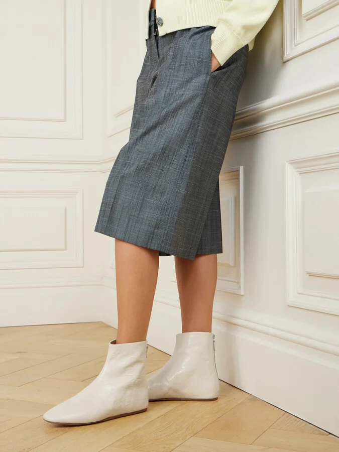 Le Monde Béryl - Luna Glossed-leather Ankle Boots - Ecru - Image 2