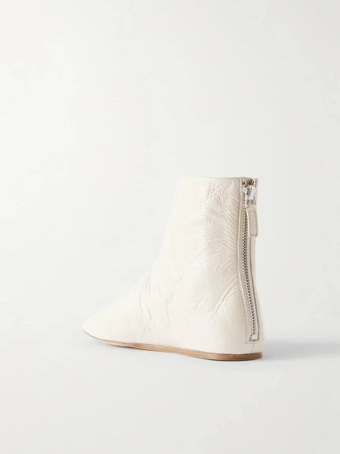 Le Monde Béryl - Luna Glossed-leather Ankle Boots - Ecru - Image 3