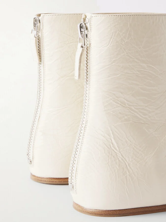 Le Monde Béryl - Luna Glossed-leather Ankle Boots - Ecru - Image 4