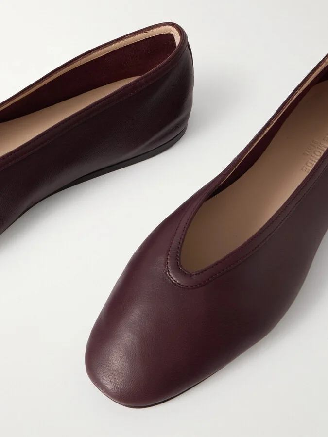 Le Monde Béryl - Luna Leather Ballet Flats - Burgundy - Image 4
