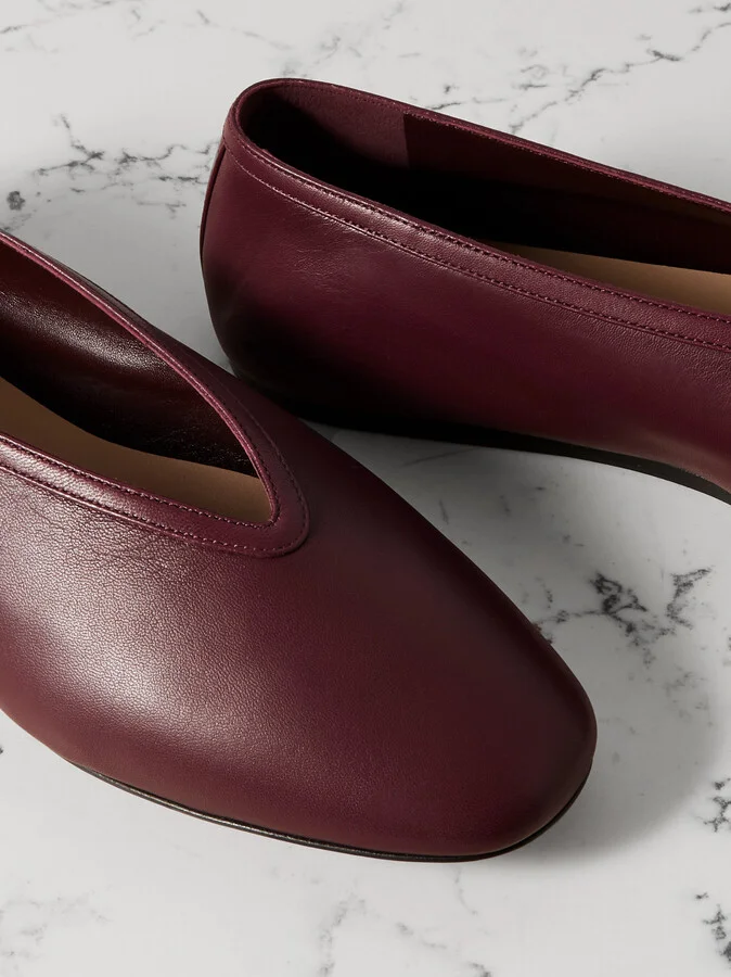 Le Monde Béryl - Luna Leather Ballet Flats - Burgundy - Image 4