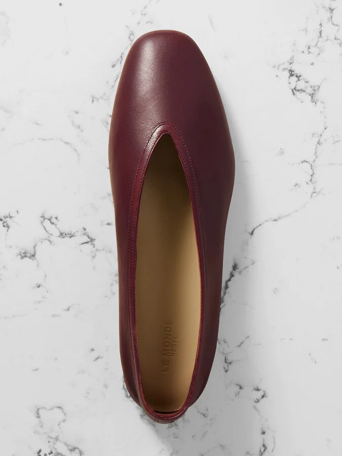 Le Monde Béryl - Luna Leather Ballet Flats - Burgundy - Image 5