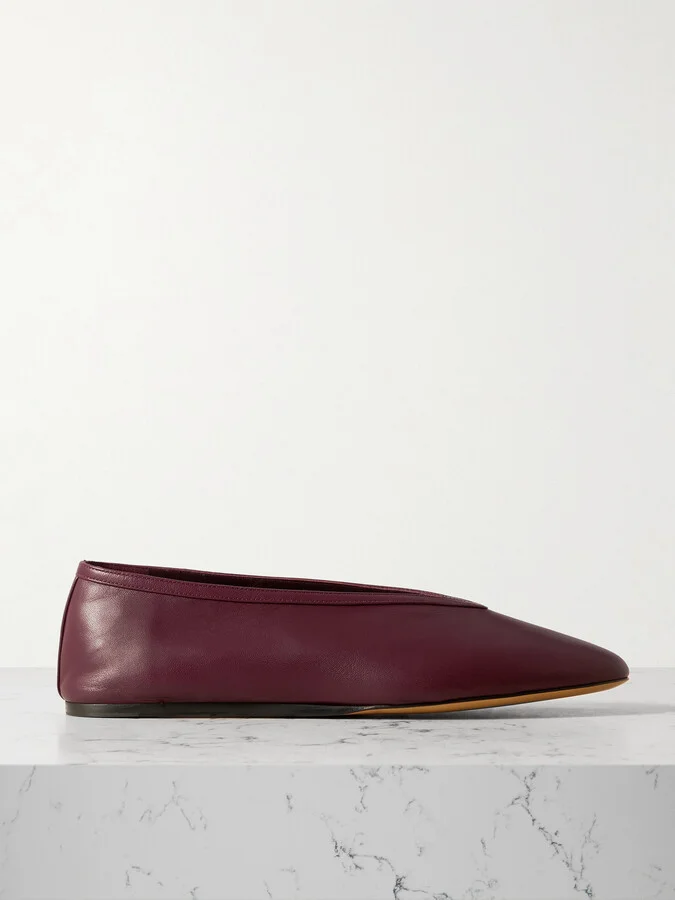 Le Monde Béryl - Luna Leather Ballet Flats - Burgundy
