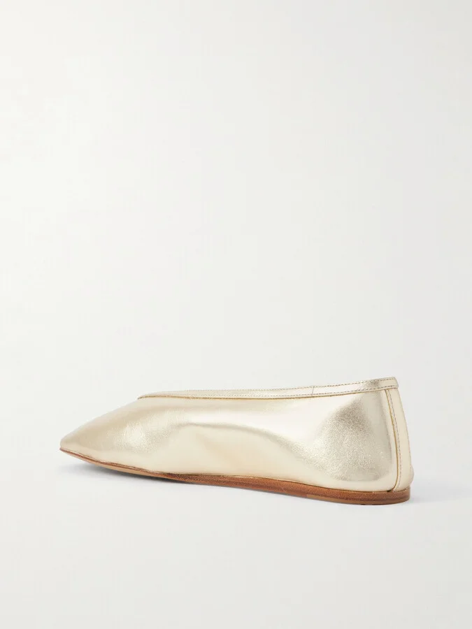 Le Monde Béryl - Luna Metallic Leather Ballet Flats - Gold - Image 3