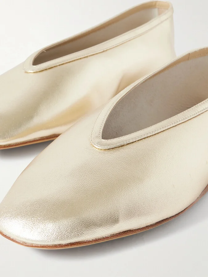 Le Monde Béryl - Luna Metallic Leather Ballet Flats - Gold - Image 4