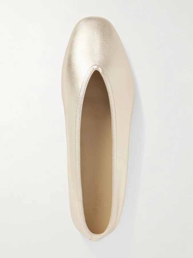 Le Monde Béryl - Luna Metallic Leather Ballet Flats - Gold - Image 5