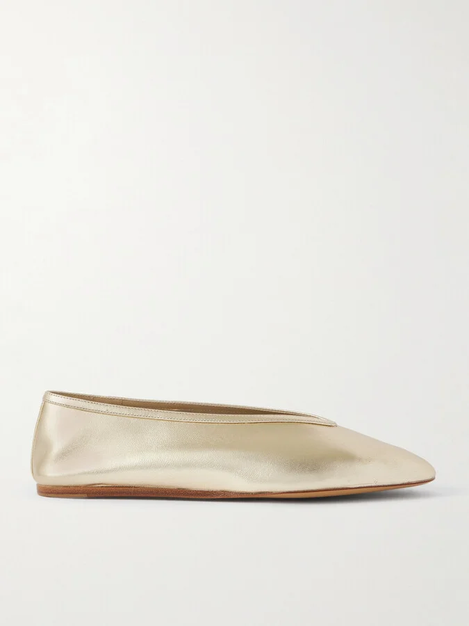 Le Monde Béryl - Luna Metallic Leather Ballet Flats - Gold