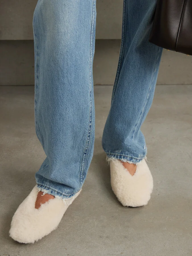 Le Monde Béryl - Luna Shearling Ballet Flats - Neutrals - Image 2