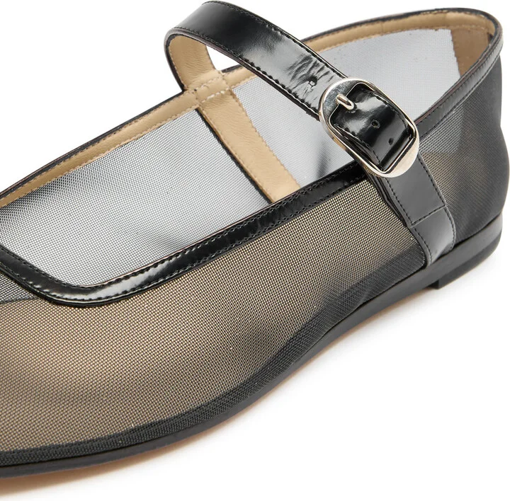 LE Monde Beryl Mary Jane Glittered Mesh Ballet Flats - Image 4