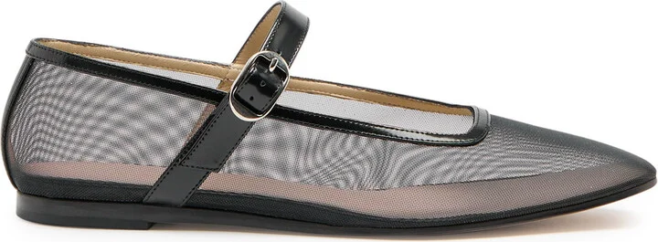 LE Monde Beryl Mary Jane Glittered Mesh Ballet Flats