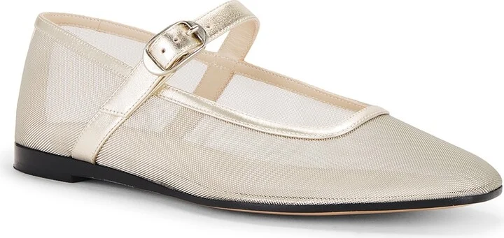 LE MONDE BÉRYL Mary Jane Mesh Flat in Metallic Gold - Image 2