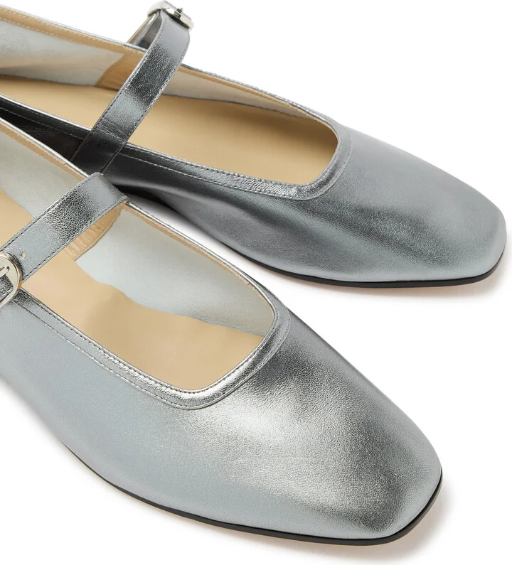 LE Monde Beryl Mary Jane Metallic Leather Ballet Flats - Image 3