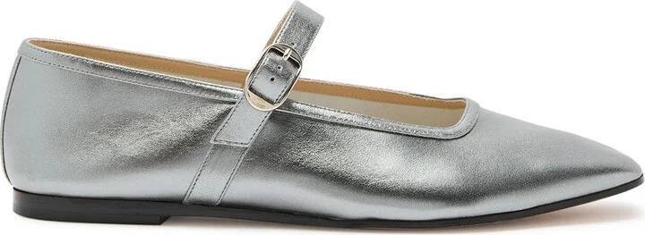 LE Monde Beryl Mary Jane Metallic Leather Ballet Flats