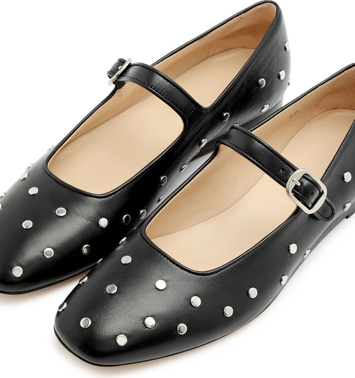 LE Monde Beryl Mary Jane Studded Leather Flats - Image 3