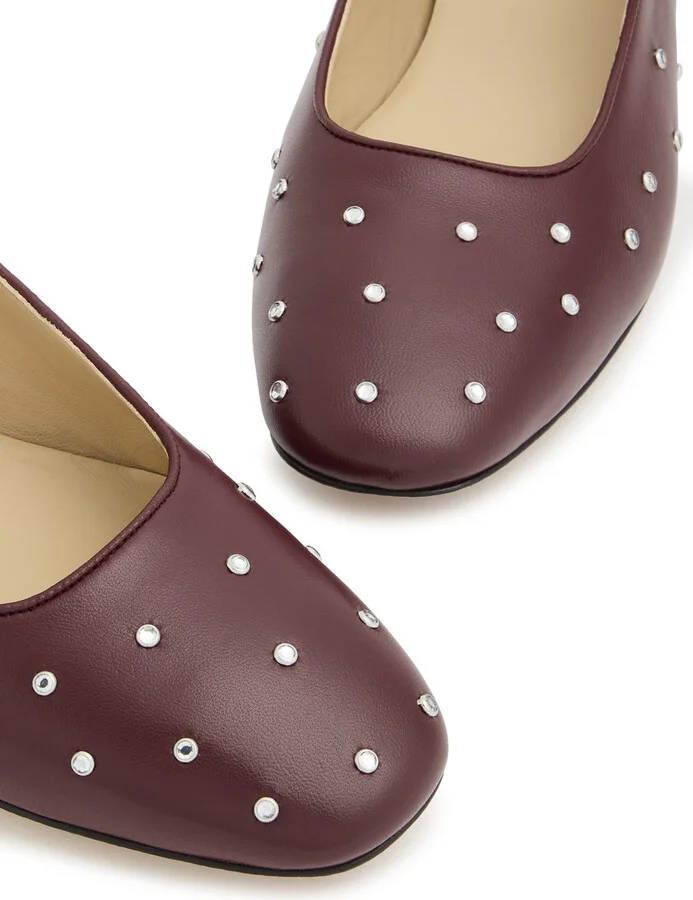 LE Monde Beryl Mary Jane Studded Leather Flats - Image 3