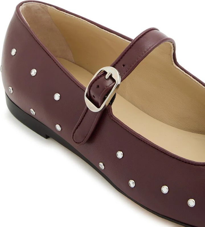 LE Monde Beryl Mary Jane Studded Leather Flats - Image 4