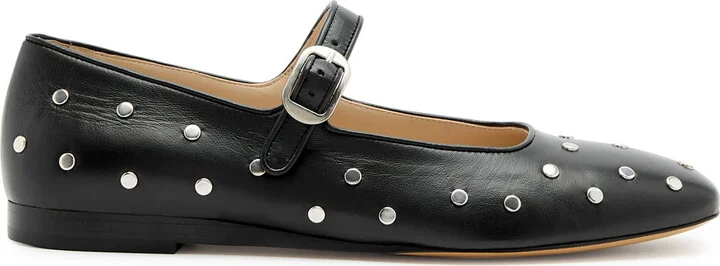 LE Monde Beryl Mary Jane Studded Leather Flats
