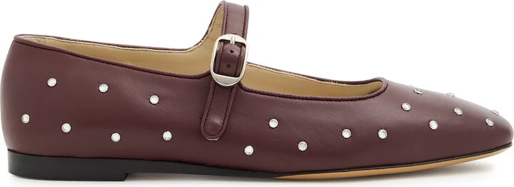 LE Monde Beryl Mary Jane Studded Leather Flats