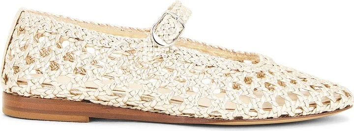 LE MONDE BÉRYL Mary Jane Woven Flat in Metallic Gold