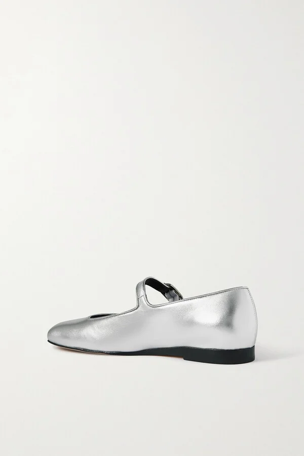Le Monde Béryl - Metallic Leather Mary Jane Flats - Silver - Image 3
