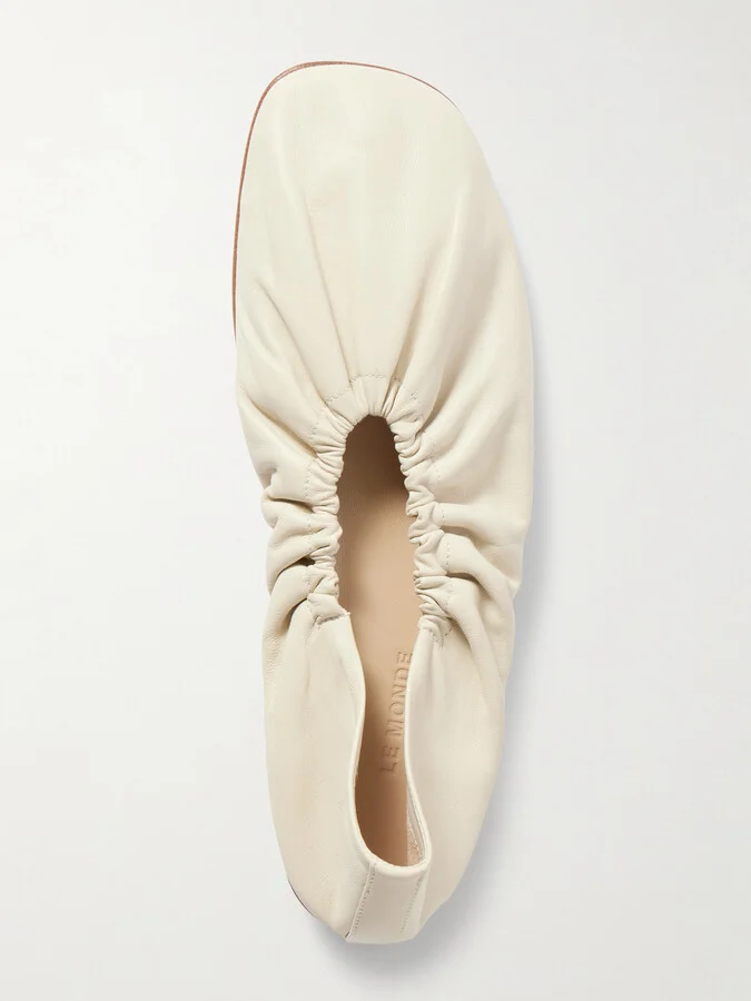 Le Monde Béryl - Mica Gathered Leather Ballet Flats - Ecru