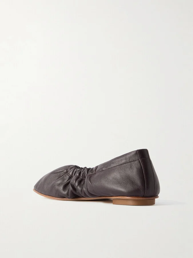 Le Monde Béryl - Mica Gathered Leather Ballet Flats - Purple - Image 3