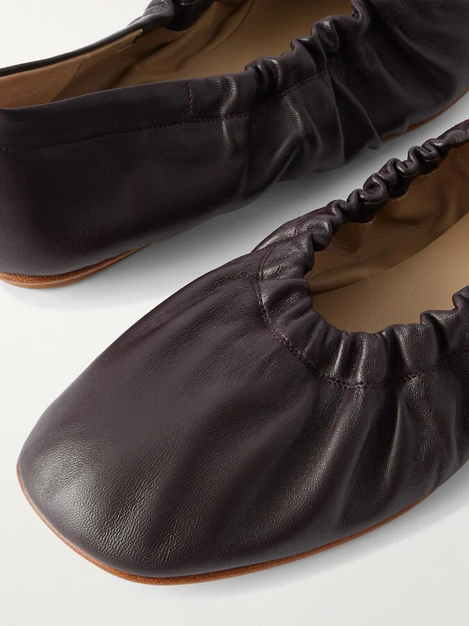 Le Monde Béryl - Mica Gathered Leather Ballet Flats - Purple - Image 4