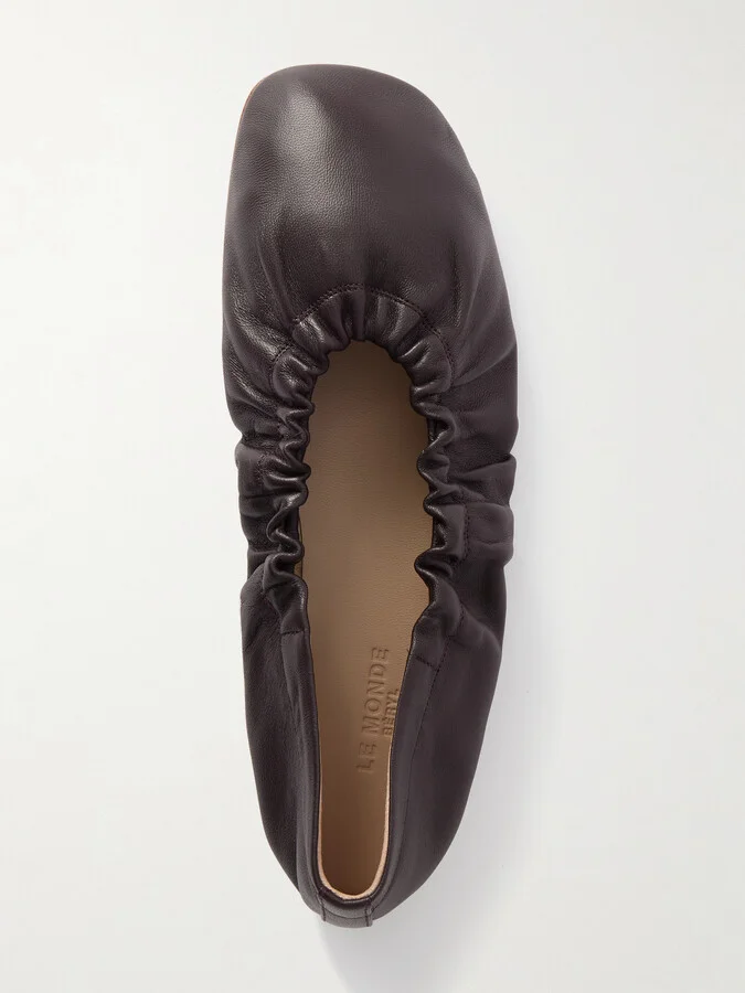 Le Monde Béryl - Mica Gathered Leather Ballet Flats - Purple - Image 5