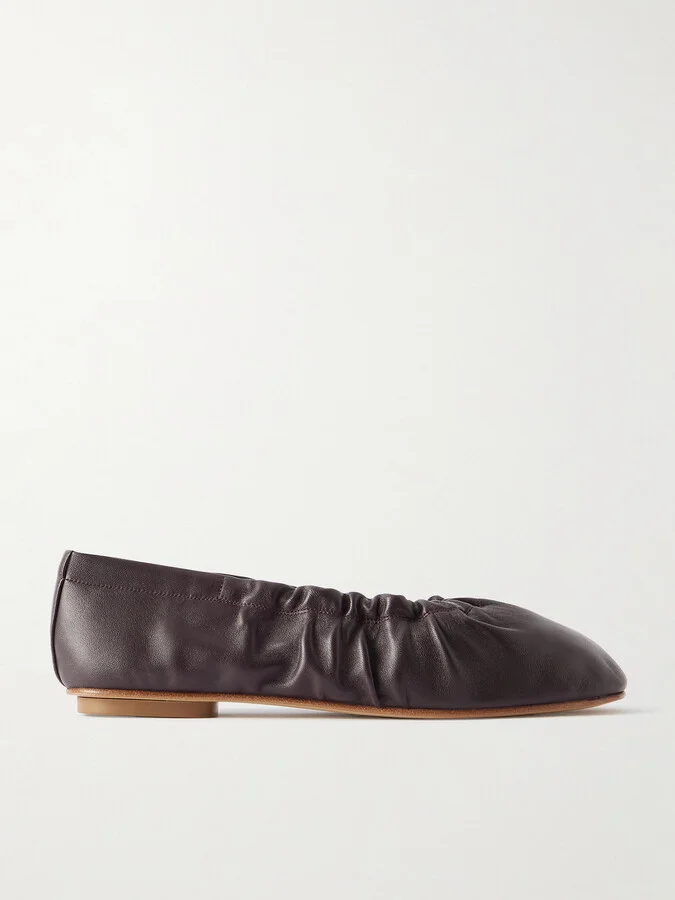 Le Monde Béryl - Mica Gathered Leather Ballet Flats - Purple