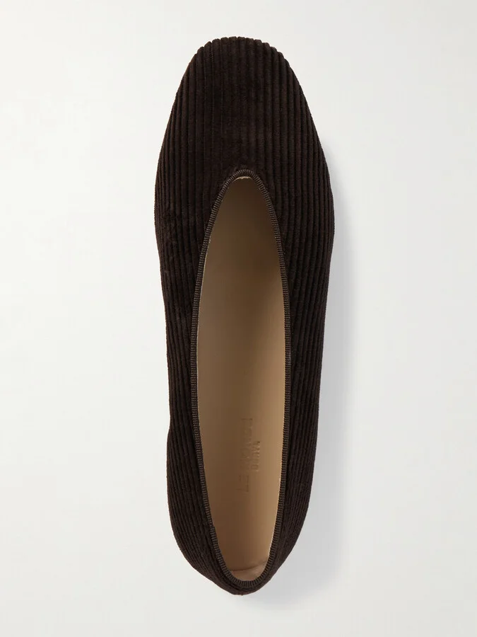 Le Monde Béryl - Regency Grosgrain-trimmed Corduroy Ballet Flats - Brown - Image 5