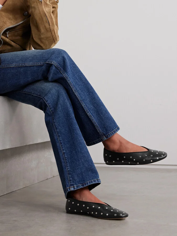 Le Monde Béryl - Regency Studded Leather Ballet Flats - Black - Image 2
