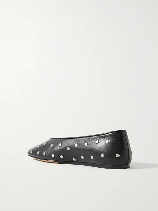 Le Monde Béryl - Regency Studded Leather Ballet Flats - Black - Image 3