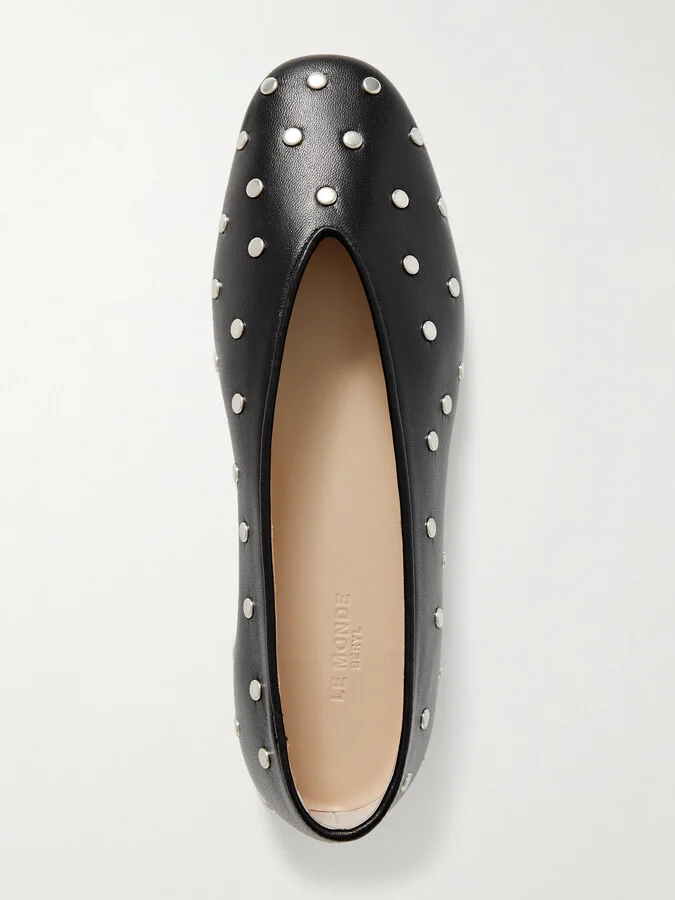 Le Monde Béryl - Regency Studded Leather Ballet Flats - Black - Image 5