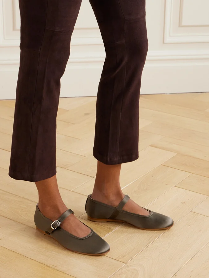 Le Monde Béryl - Satin Mary Jane Ballet Flats - Brown - Image 2