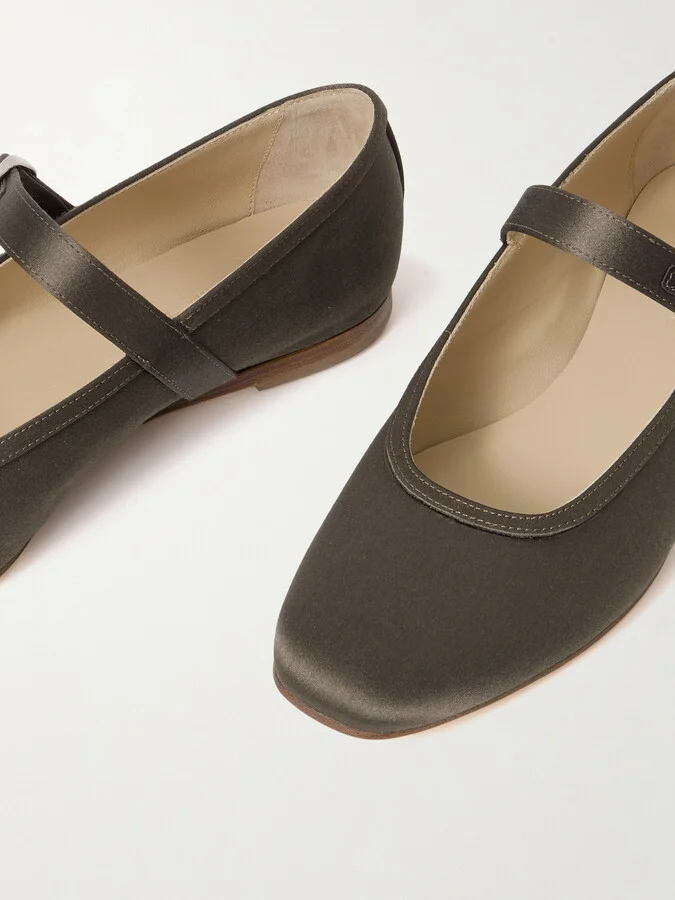 Le Monde Béryl - Satin Mary Jane Ballet Flats - Brown - Image 4