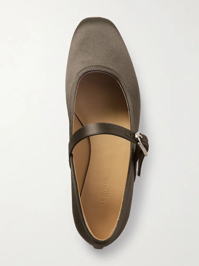 Le Monde Béryl - Satin Mary Jane Ballet Flats - Brown - Image 5