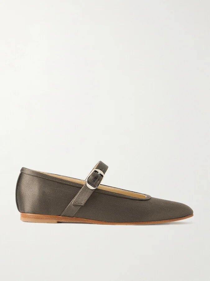 Le Monde Béryl - Satin Mary Jane Ballet Flats - Brown