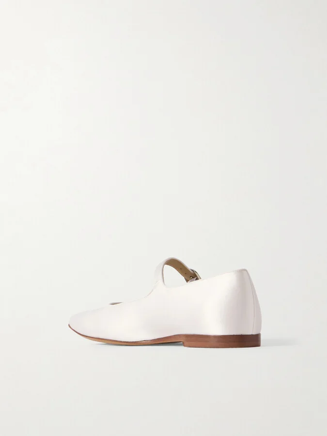 Le Monde Béryl - Satin Mary Jane Ballet Flats - Ivory - Image 3