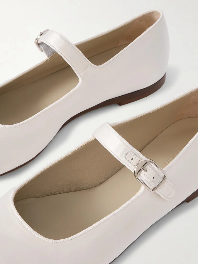 Le Monde Béryl - Satin Mary Jane Ballet Flats - Ivory - Image 4