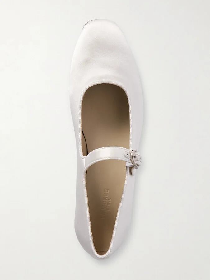 Le Monde Béryl - Satin Mary Jane Ballet Flats - Ivory - Image 5