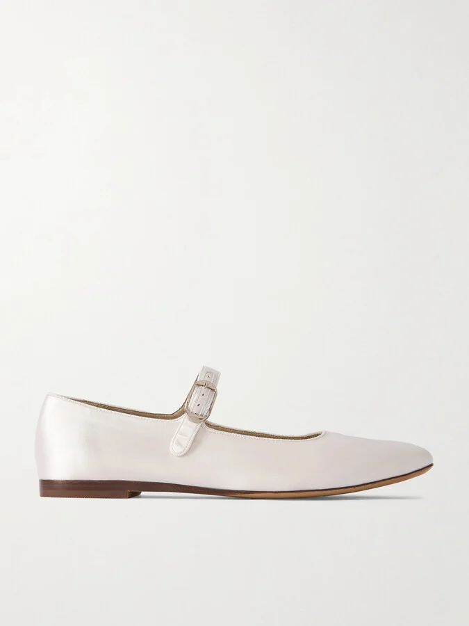 Le Monde Béryl - Satin Mary Jane Ballet Flats - Ivory