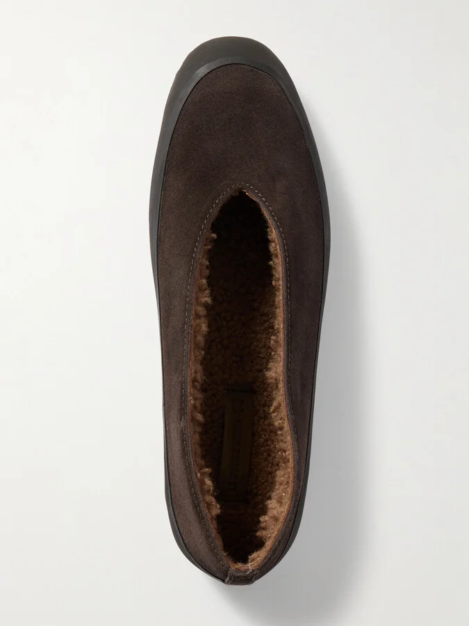 Le Monde Béryl - Shearling-lined Suede Ballet Flats - Brown - Image 5