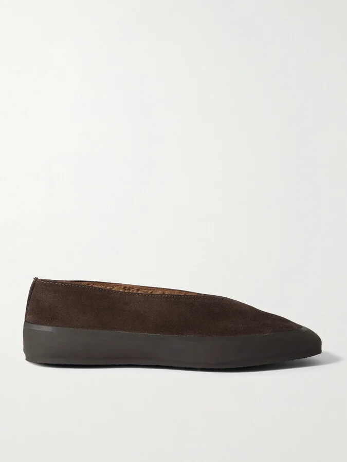 Le Monde Béryl - Shearling-lined Suede Ballet Flats - Brown