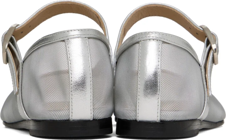 Le Monde Beryl Silver Mesh Mary Jane Ballerina Flats - Image 2