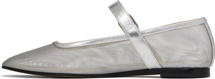 Le Monde Beryl Silver Mesh Mary Jane Ballerina Flats - Image 3