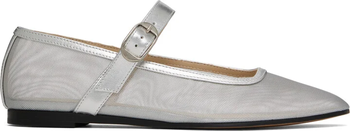 Le Monde Beryl Silver Mesh Mary Jane Ballerina Flats