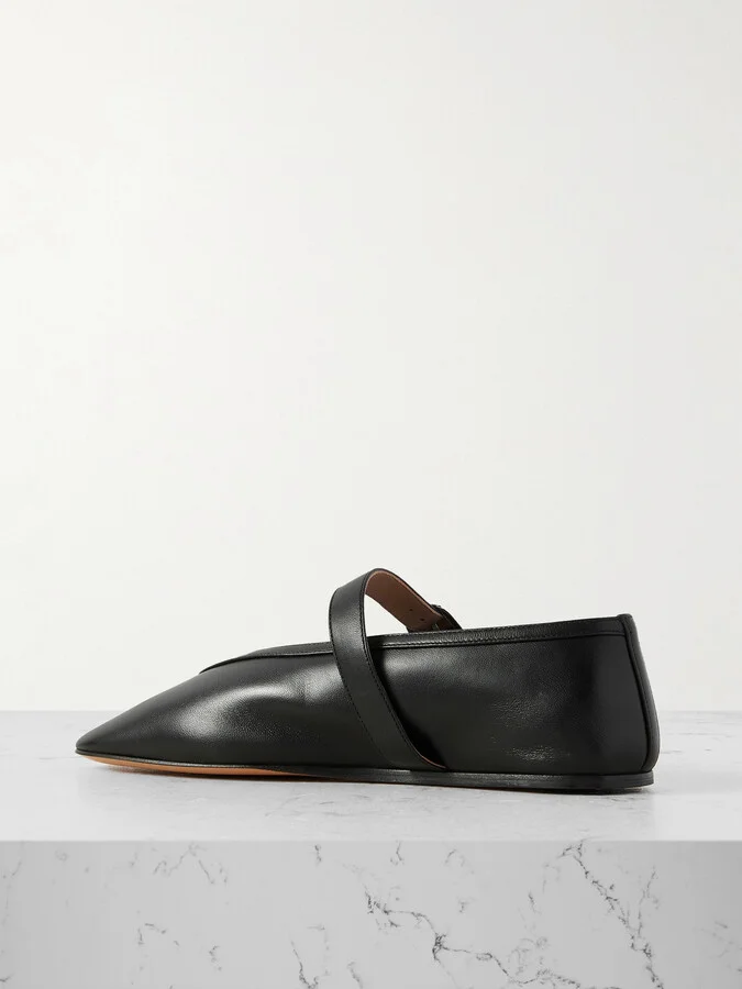 Le Monde Béryl - Stella Leather Mary Jane Ballet Flats - Black - Image 3