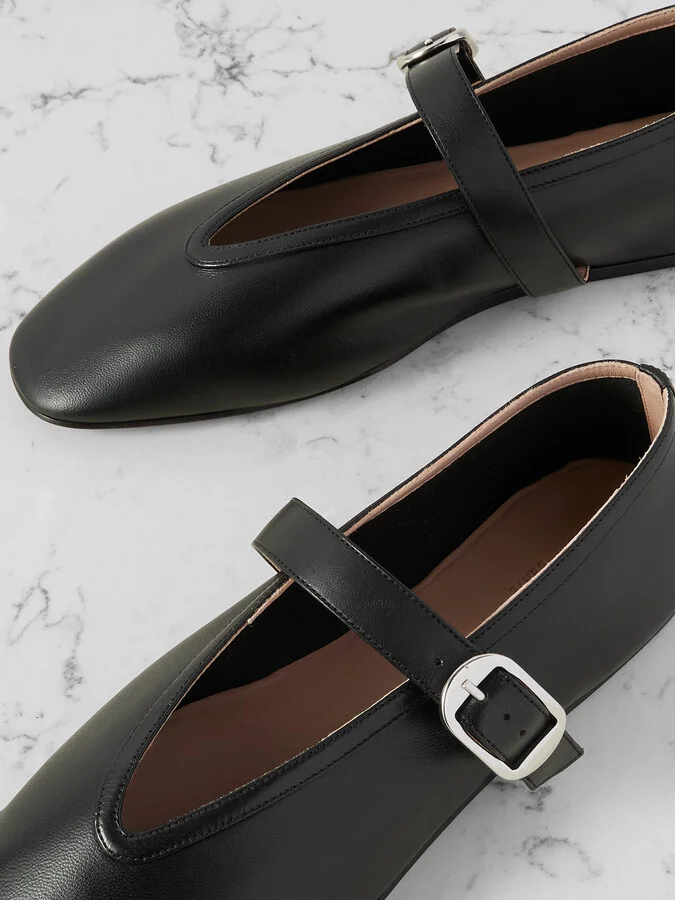 Le Monde Béryl - Stella Leather Mary Jane Ballet Flats - Black - Image 4