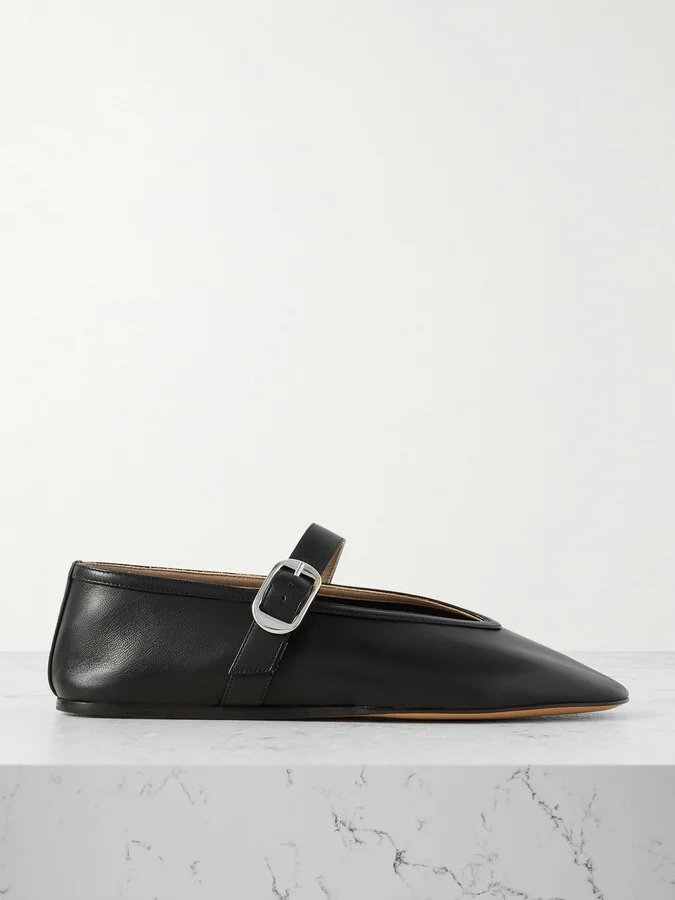 Le Monde Béryl - Stella Leather Mary Jane Ballet Flats - Black