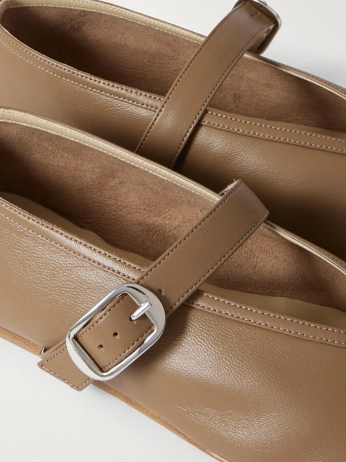 Le Monde Béryl - Stella Leather Mary Jane Ballet Flats - Brown - Image 4